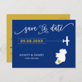 Navy Ireland Wedding Save the Date Kaart (Voorkant / Achterkant)