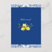Navy Italian Lemon Wedding Details Enclosure Kaart (Achterkant)