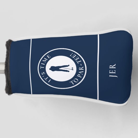 Navy Its Time to Par Tee Funny Personalized Fun Golfheadcover (Voorkant)