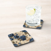  Navy & Ivoor Flowers Wedding Onderzetter (Rechterzijde)