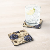  Navy & Ivoor Flowers Wedding Onderzetter (Rechterzijde)
