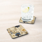  Navy & Ivoor Roos bruiloft Onderzetter, Elegant Bier Onderzetter (Rechterzijde)