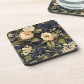  Navy & Ivoor Roos bruiloft Onderzetter, Elegant Bier Onderzetter (Linkerzijde)