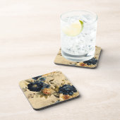  Navy & Ivoor Roos bruiloft Onderzetter, Elegant Bier Onderzetter (Rechterzijde)