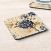  Navy & Ivoor Roos Wedding Onderzetter (Linkerzijde)