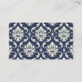 Navy Ivory Damask Trouwtafel Place Card Plaatskaartje (Achterkant)