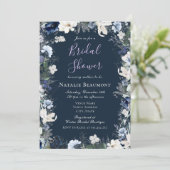 Navy & Ivory Floral modern Vrijgezellenfeest Kaart (Staand voorkant)