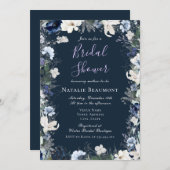 Navy & Ivory Floral modern Vrijgezellenfeest Kaart (Voorkant / Achterkant)