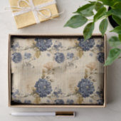 Navy & Ivory Flowers Weefselpapier, Elegant Tissuepapier (Geschenk)