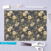  Navy & Ivory Flowers Weefselpapier, Elegant Tissuepapier (Craft)
