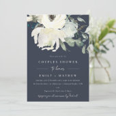 NAVY IVORY WHITE FLORA WATERVERF COUPLY SHOWER KAART (Staand voorkant)