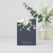 NAVY IVORY WHITE FLORAL BUNCH EARRING DISPLAY VISITEKAARTJE (Staand voorkant)