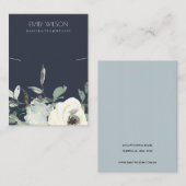 NAVY IVORY WHITE FLORAL BUNCH KETTING DISPLAY VISITEKAARTJE (Voorkant / Achterkant)