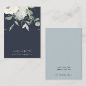 NAVY IVORY WHITE FLORAL BUNCH KETTING DISPLAY VISITEKAARTJE (Voorkant / Achterkant)