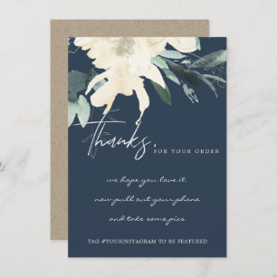 NAVY IVORY WHITE FLORAL CORPORATE BUSINTE LOGO BEDANKKAART