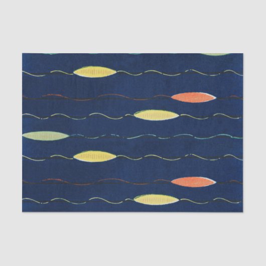 NAVY JAPANESE WOODBLOCK PATTERN TISSUE PAPIER (Voorkant)
