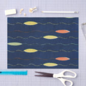 NAVY JAPANESE WOODBLOCK PATTERN TISSUE PAPIER (Craft)