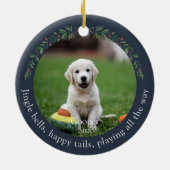 Navy Jingle Bells Pet Dog Christmas Keramisch Ornament (Achterkant)
