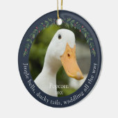 Navy Jingle Bells Pet Duck Kerstmis Keramisch Ornament (Links)