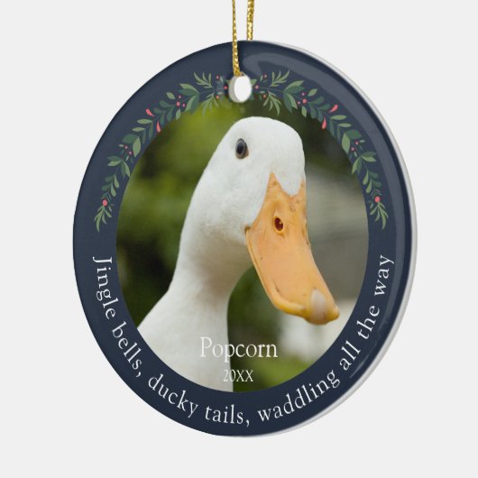 Navy Jingle Bells Pet Duck Kerstmis Keramisch Ornament (Links)