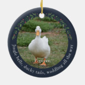 Navy Jingle Bells Pet Duck Kerstmis Keramisch Ornament (Achterkant)