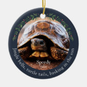 Navy Jingle Bells Pet Turtle Kerstmis Keramisch Ornament (Voorkant)