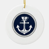 Navy Joe Coffee Company met kerstversiering Keramisch Ornament (Voorkant)