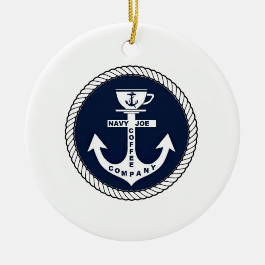 Navy Joe Coffee Company met kerstversiering Keramisch Ornament (Voorkant)
