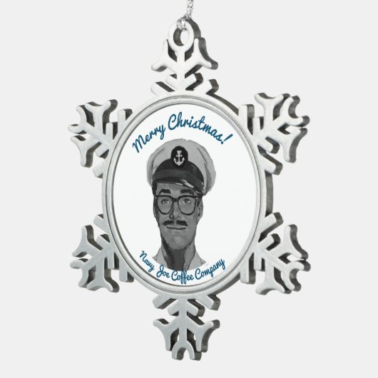 Navy Joe Coffee-kerstversiering Tin Sneeuwvlok Ornament (Rechts)