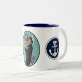 Navy Joe koffiebeker voor Navy Joe Coffee Company Tweekleurige Koffiemok (Voorkant rechts)