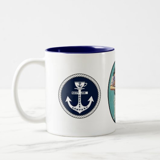 Navy Joe koffiebeker voor Navy Joe Coffee Company Tweekleurige Koffiemok (Links)