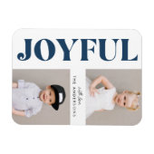 Navy Joyful Modern Kerstfeestdag Foto Magneet (Horizontaal)