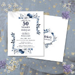 Navy juicht 50 jaar Jubileum-uitnodiging toe<br><div class="desc">Deze elegante,  marineblauwe uitnodiging voor het 50-jarig huwelijk kan worden gepersonaliseerd met uw informatie in moderne typografie. Ontworpen door Thisnotme©</div>