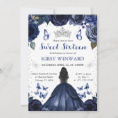 Navy Jurk Donkere Huid Prinses Sweet 16 Kaart (Voorkant)