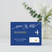 Navy Kansas Wedding Save the Date Map Briefkaart (Staand voorkant)