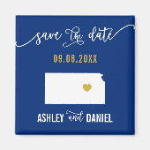 Navy Kansas Wedding Save the Date Map Magneet (Voorkant)