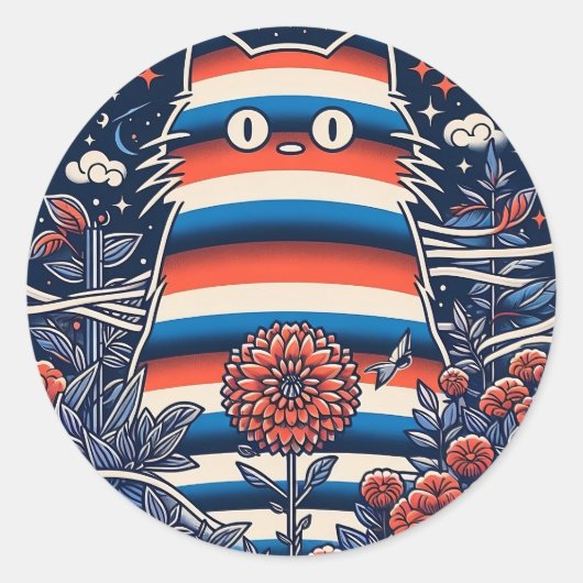 Navy Kat-laptop Ronde Sticker (Voorkant)