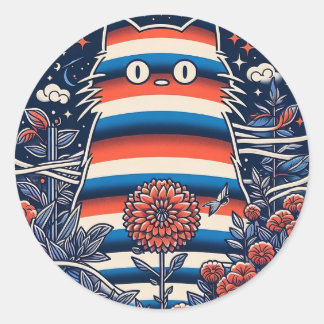 Navy Kat-laptop Ronde Sticker