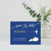 Navy Kentucky Wedding Save the Date Map Briefkaart (Staand voorkant)
