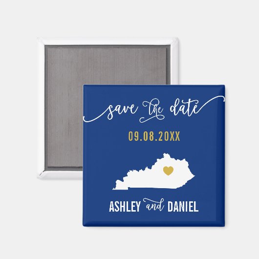 Navy Kentucky Wedding Save the Date Map Magneet (Voorkant / Achterkant)