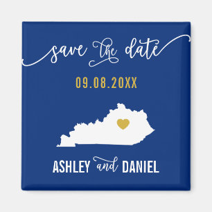 Navy Kentucky Wedding Save the Date Map Magneet