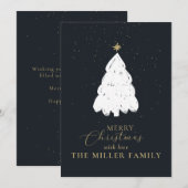 Navy kerstboom Flat Holiday Kaart (Voorkant / Achterkant)