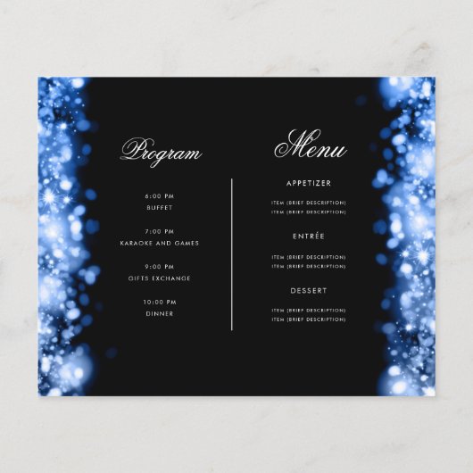 Navy Kerstverlichting Uitnodigen Programma & Menu (Achterkant)