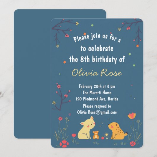 Navy Kids Birthday Card Fun Nautical Party Feestdagenkaart (Voorkant / Achterkant)