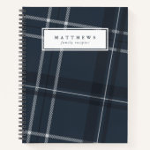 Navy klassiek geruite gepersonaliseerd familierece notitieboek (Voorkant)