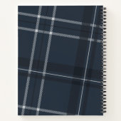 Navy klassiek geruite gepersonaliseerd familierece notitieboek (Achterkant)