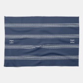 Navy | Klassieke reepband monogram Theedoek (Horizontaal)