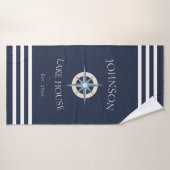 Navy Kompasroos Meerhuis Badhanddoek (Badhanddoek)