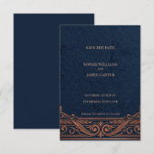 Navy Koper Keltische Save the Date Kaart (Voorkant / Achterkant)