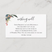 Navy Koraal Botanische Bruiloft Wishing Well Informatiekaartje (Voorkant)